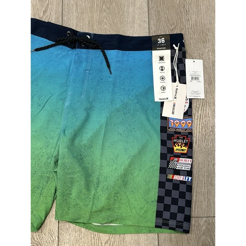 Hurley x Nascar Mens Phantom Eco‎ Nascar Racetrack Board Shorts Swim Size 36